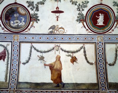Camera con Fregio di Amorini, Ceiling Depicting a Robed Man and Medici Insignia (detail) by Giulio Romano